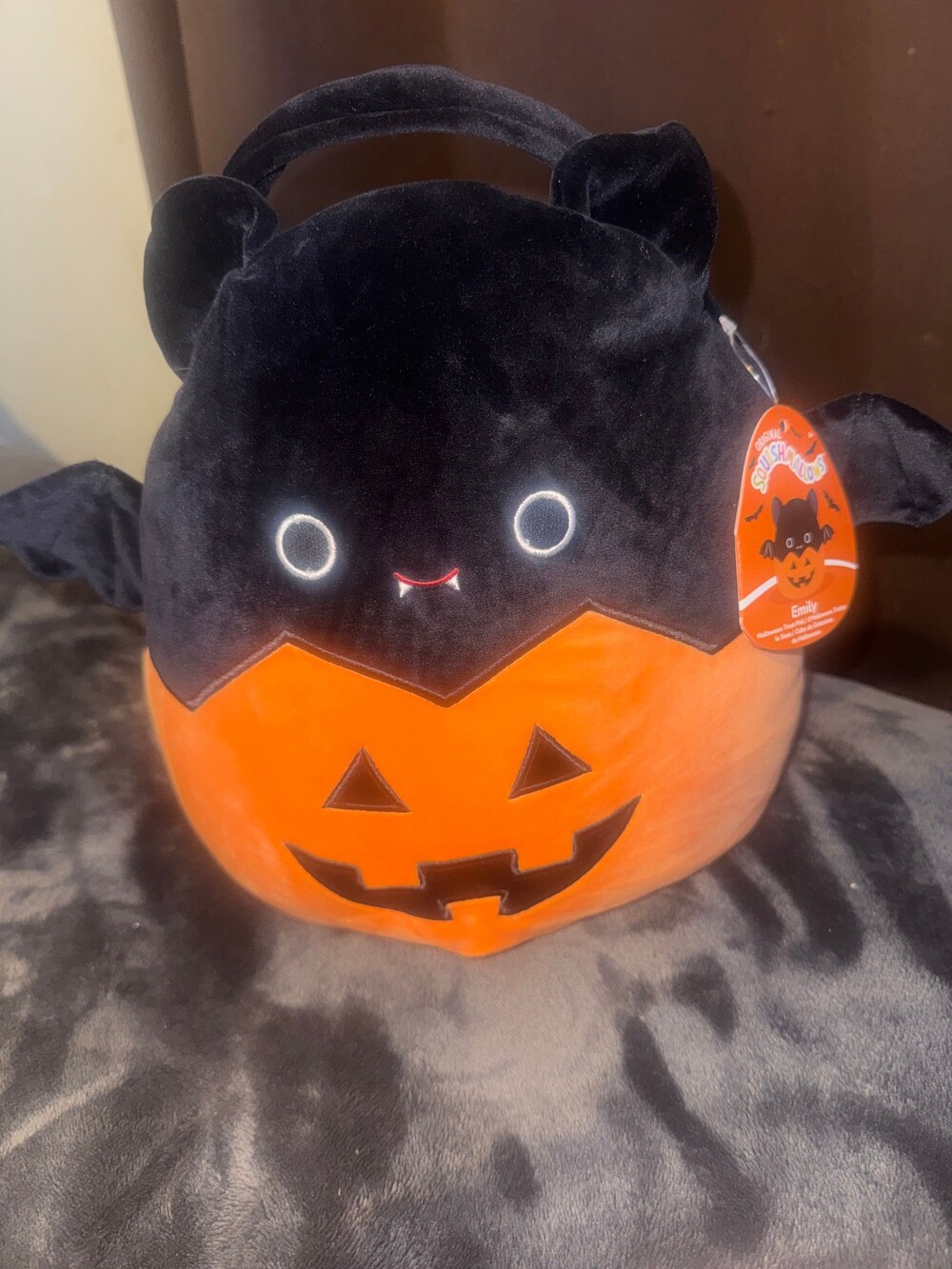 NWT. Squishmallows Emily Plush Toy Orange Black Polyester Plush